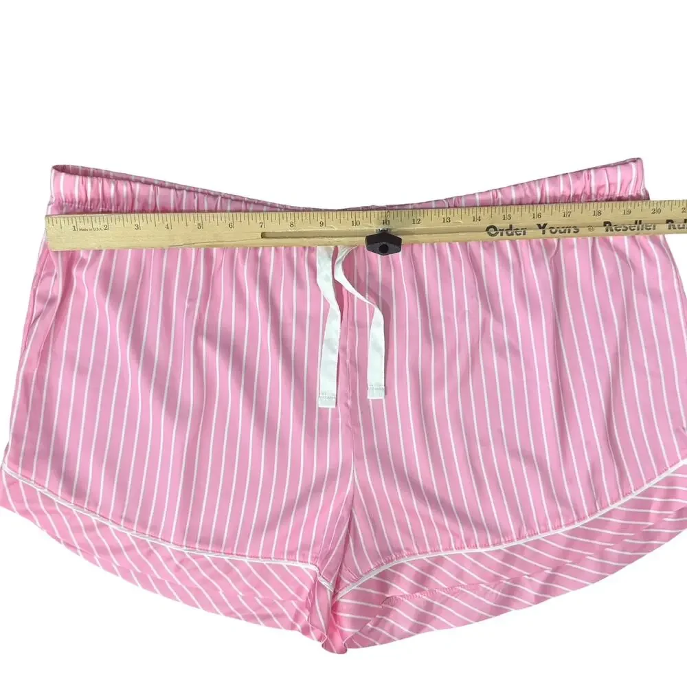 Stars Above Pink White Pinstripe Satin PJ Pajama Shorts Top Set size XXL NEW Tag - Picture 10 of 14